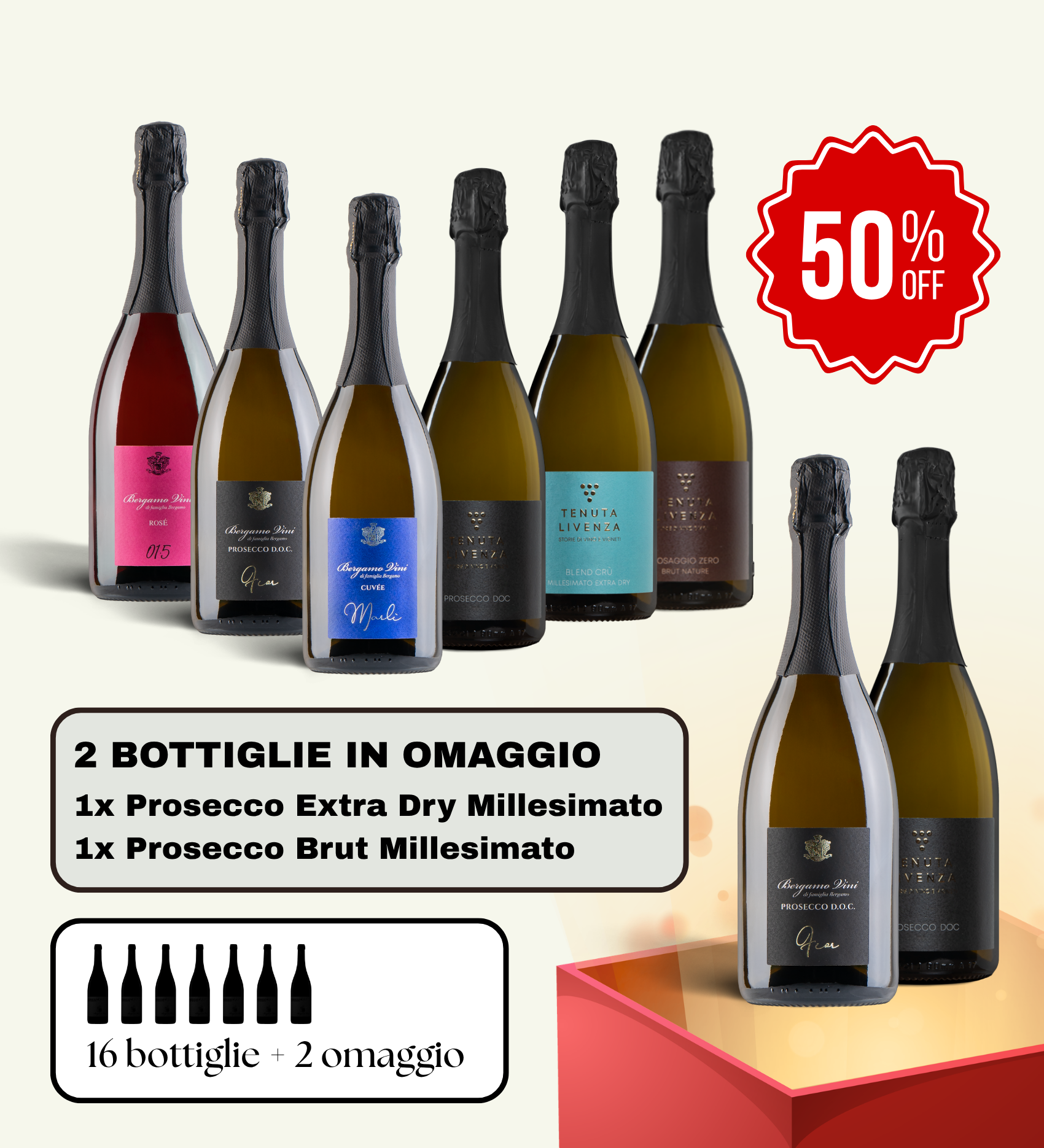 SELEZIONE TUTTE BOLLE 16 BOTTIGLIE bergamovini