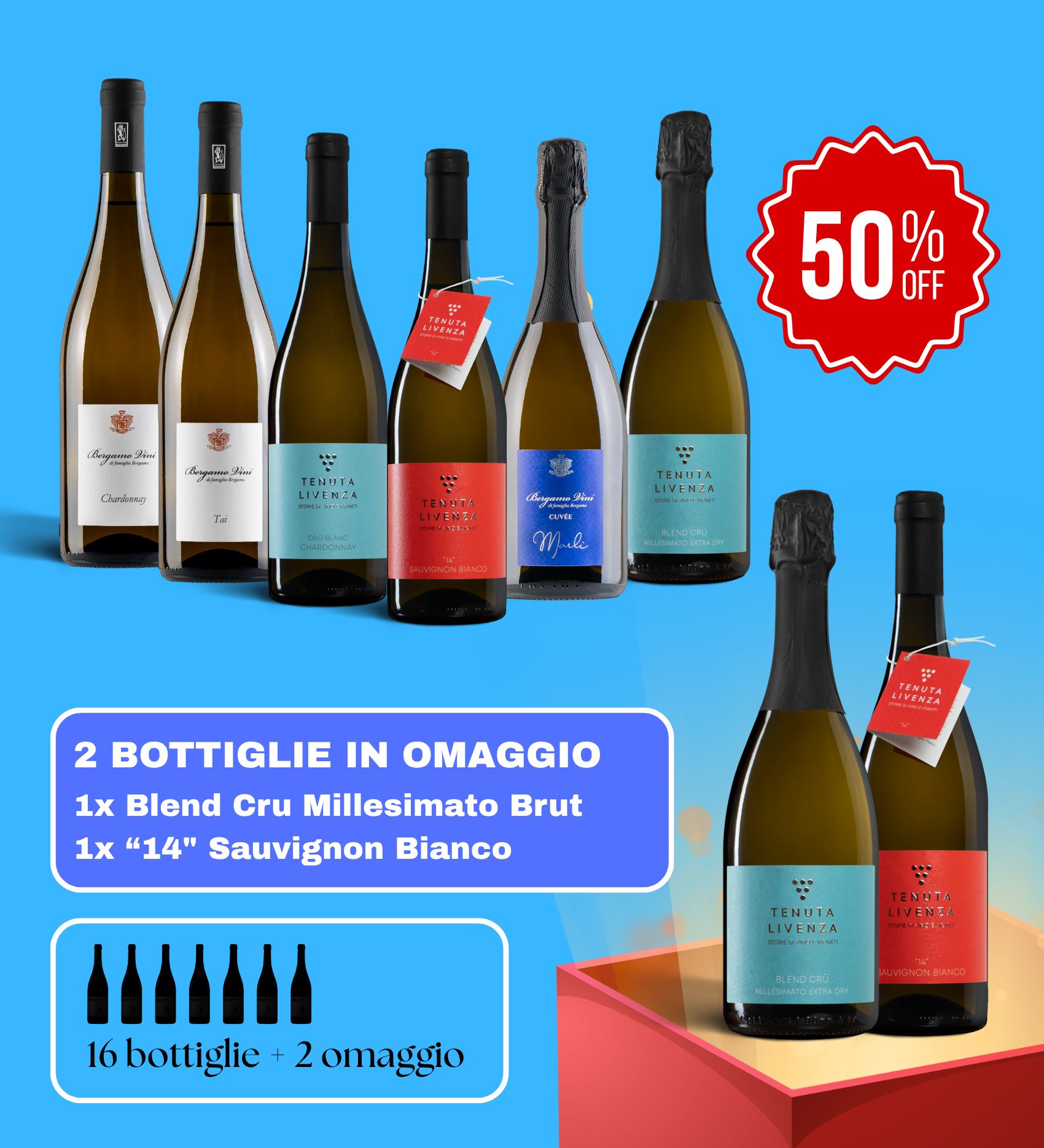 SELEZIONE VINI BIANCHI 16 BOTTIGLIE bergamovini
