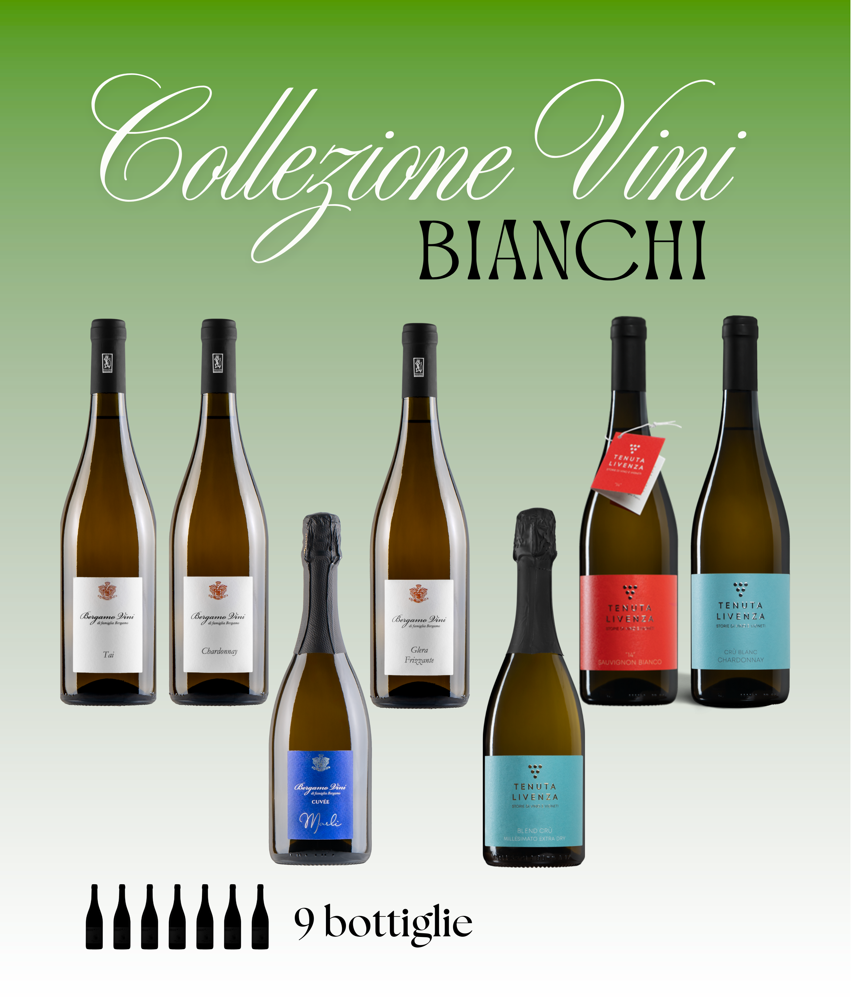 COLLEZIONE VINI BIANCHI DA 9 BOTTIGLIE bergamovini