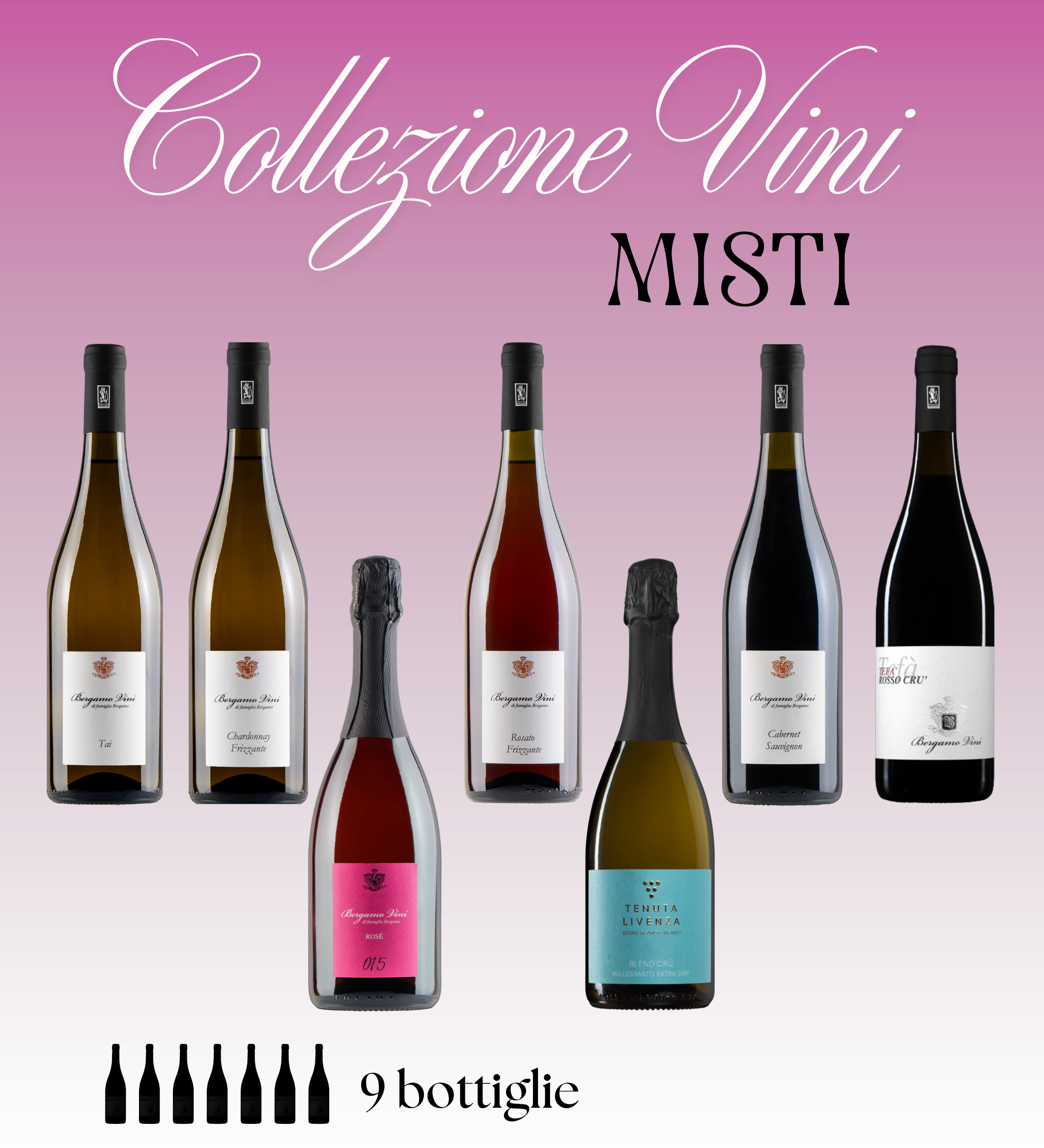 COLLEZIONE VINI MISTI 9 BOTTIGLIE bergamovini
