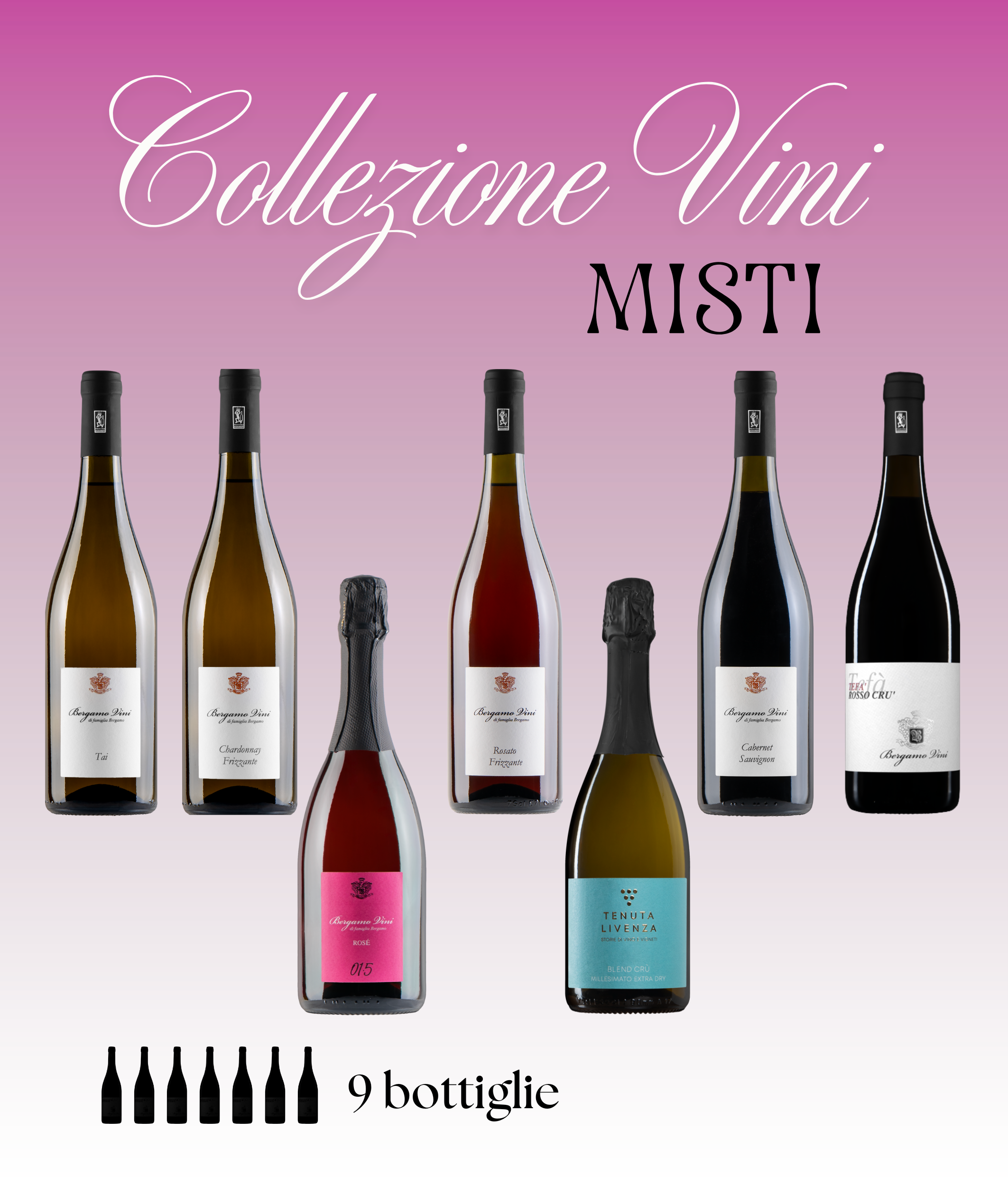 COLLEZIONE VINI MISTI 9 BOTTIGLIE bergamovini