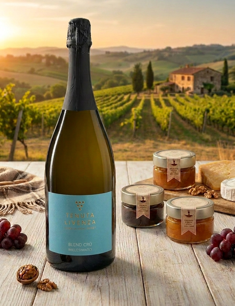 BLEND CRU’ BRUT 2025 - 1,5 L + 3 VASETTI GOURMET Tenuta LIVENZA