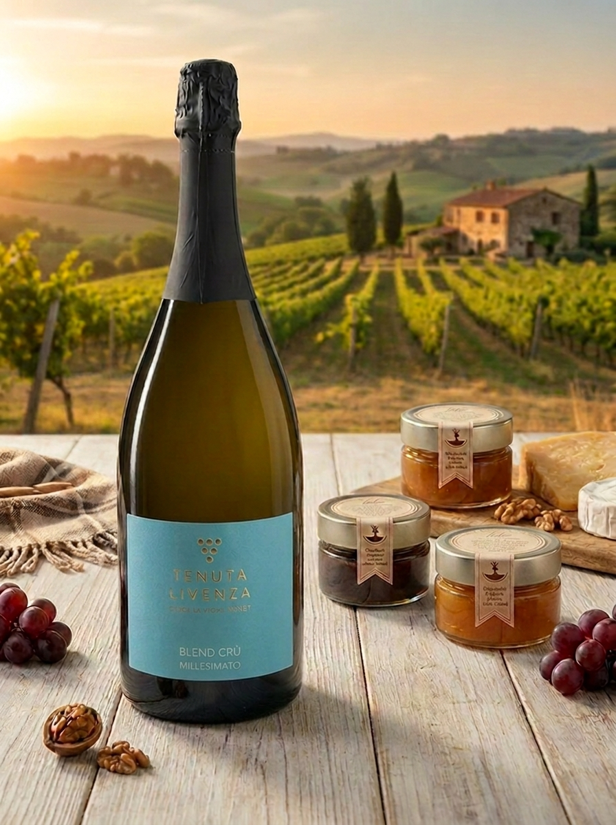 BLEND CRU’ BRUT 2025 - 1,5 L + 3 VASETTI GOURMET Tenuta LIVENZA